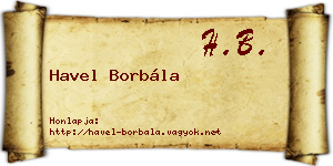 Havel Borbála névjegykártya